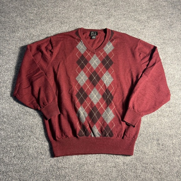 Jos. A. Bank Other - Jos. A. Bank Signature Collection Mens XXL Burgundy Argyle Merino Wool Sweater